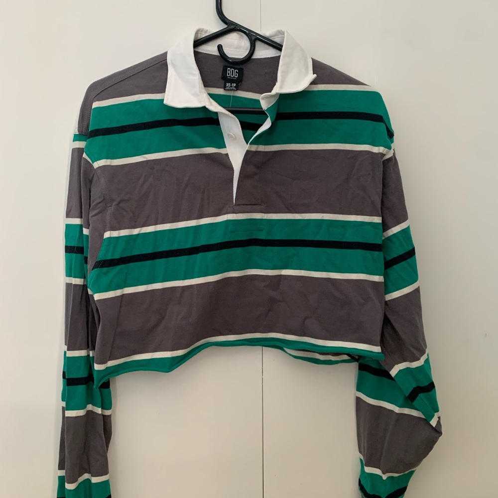 Urban Outfitters BDG cropped green/grey collared shirt